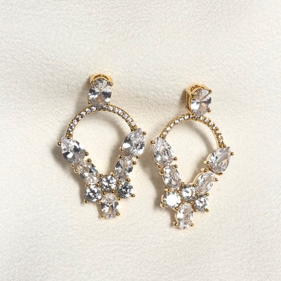 18k Gold Filled Diamond Statement Earrings - Picture 4 of 7